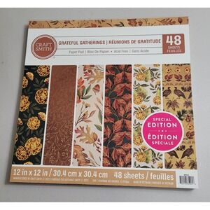 Craft Smith Grateful Gatherings Paper Pad 12x12 48 Sheets Fall Thanksgiving NEW
